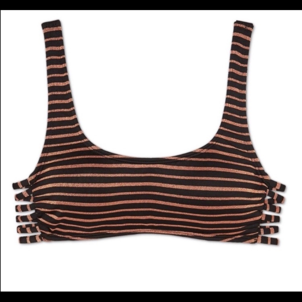 Black/Rosegold Metallic Bikini Top